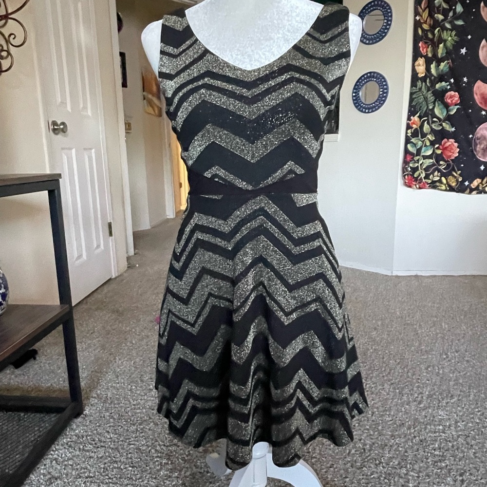Gold Glitter Geometric mini dress